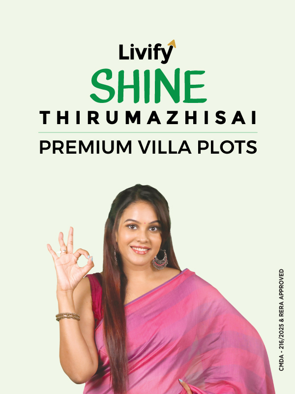 Livify Shine Thirumazhisai premium villa plots vertical poster with approved project details